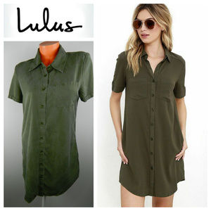 Lulu's Dresses - LULUS Oxford Comma SHIRTDRESS Mini GREEN Medium Lulu's Dresses - LULUS Oxford Comma SHIRTDRESS Mini GREEN Medium